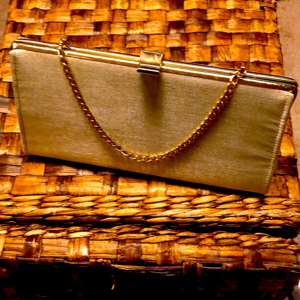 Vintage 1960s Barbie Gold metallic clutch purse